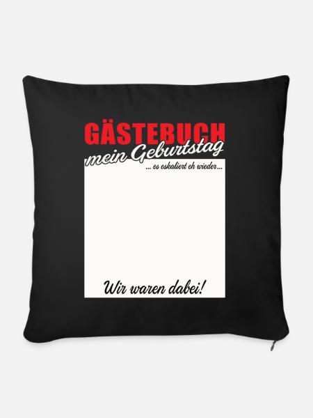Gästebuch Geburtstagsspruch - Sofakissenbezug 45 x 45 cm - Schwarz