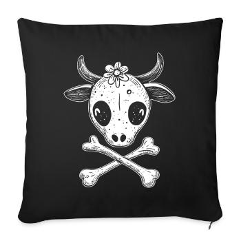 Urbane Kuh: Streetwear-Shirt mit Totenkopf-Design - Sofakissenbezug 45 x 45 cm - Schwarz - Vorne