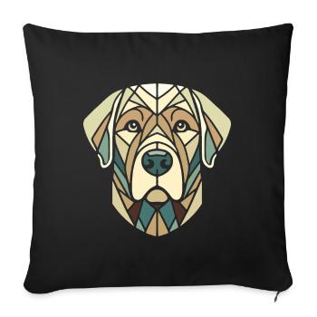 Labrador head, retriever, geometric art, polygon - Sofa pillowcase 17,3'' x 17,3'' (45 x 45 cm) - black - Front