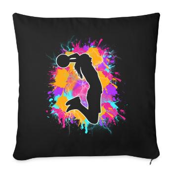 Basket-ball Joueuse de basket-ball féminine Basket-ball - Housse de coussin décorative 45 x 45 cm - noir - Devant