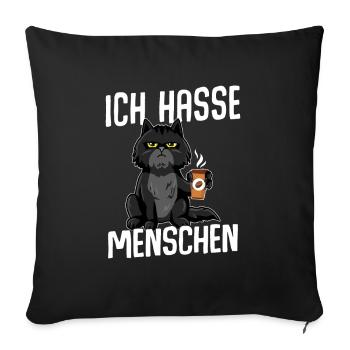Cat I Hate People BLACK - Sofa pillowcase 17,3'' x 17,3'' (45 x 45 cm) - black - Front