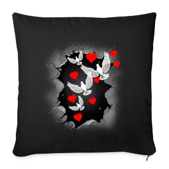 dove of peace peace heart world peace peace - Sofa pillowcase 17,3'' x 17,3'' (45 x 45 cm) - black - Front