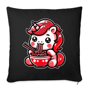 Japanese Kawaii Unicorn Ramen Asian Cuisine - Sofa pillowcase 17,3'' x 17,3'' (45 x 45 cm) - black - Front