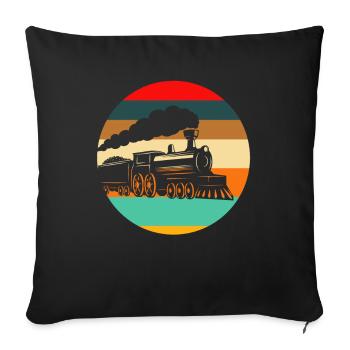 Retro Train Trains Train Spotter - Sofa pillowcase 17,3'' x 17,3'' (45 x 45 cm) - black - Front