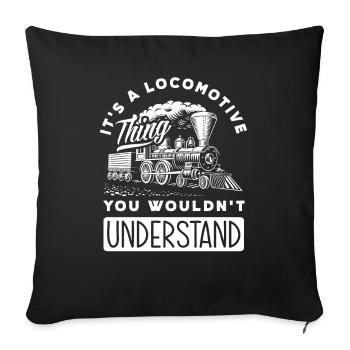 Locomotive Steam Train Trains Hobby Train Spotter - Sofa pillowcase 17,3'' x 17,3'' (45 x 45 cm) - black - Front