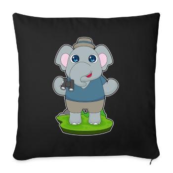 Elephant Binoculars - Sofa pillowcase 17,3'' x 17,3'' (45 x 45 cm) - black - Front