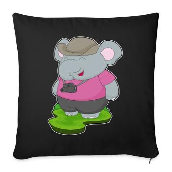 Elephant Photographer Camera - Sofa pillowcase 17,3'' x 17,3'' (45 x 45 cm) - black - Front