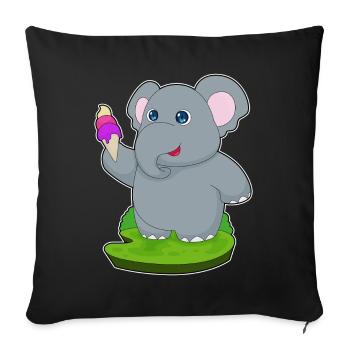 Elefant Waffeleis - Sofakissenbezug 45 x 45 cm - Schwarz - Vorne
