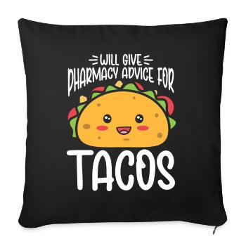 Taco drôle - Housse de coussin décorative 45 x 45 cm - noir - Devant
