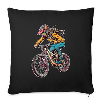 Fille de bicyclette - Housse de coussin décorative 45 x 45 cm - noir - Devant