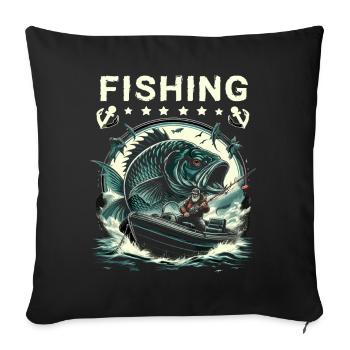 Majestic Carp Vintage Angler - Sofa pillowcase 17,3'' x 17,3'' (45 x 45 cm) - black - Front