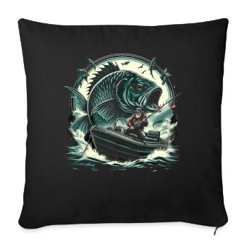 Fisherman Angler Majestic Carp - Sofa pillowcase 17,3'' x 17,3'' (45 x 45 cm) - black - Front