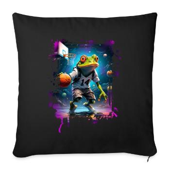 Basketball Frog - Sofa pillowcase 17,3'' x 17,3'' (45 x 45 cm) - black - Front
