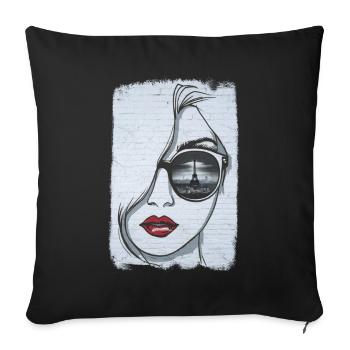 Graffeuse à Paris - Housse de coussin décorative 45 x 45 cm - noir - Devant