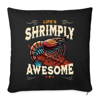 Crevette géniale, crevette sur feuille d’amandier de mer - Housse de coussin décorative 45 x 45 cm - noir - Devant
