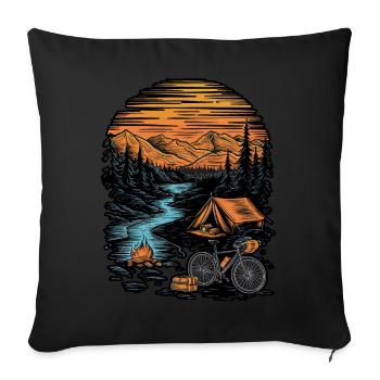 Bicycle Camping Camping Mountains Nature Excursion - Sofa pillowcase 17,3'' x 17,3'' (45 x 45 cm) - black - Front