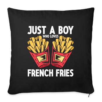 Fast Food Pommes Frites - Sofakissenbezug 45 x 45 cm - Schwarz - Vorne