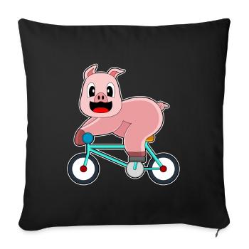 Vélo de cochon - Housse de coussin décorative 45 x 45 cm - noir - Devant
