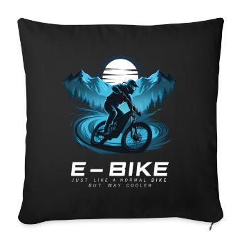 E-Bike Dire Ebiker Cycliste Montagnes Nature - Housse de coussin décorative 45 x 45 cm - noir - Devant