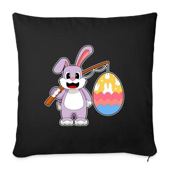 Bunny Easter Fishing - Sofa pillowcase 17,3'' x 17,3'' (45 x 45 cm) - black - Front