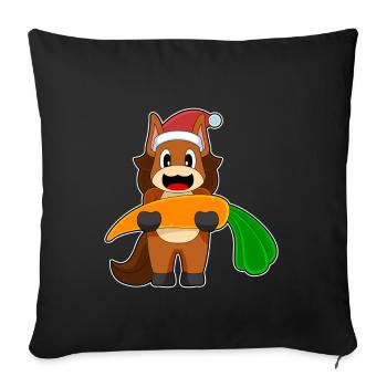 Carotte de Noël cheval - Housse de coussin décorative 45 x 45 cm - noir - Devant