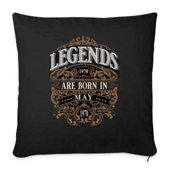 1970 May Born Birthday Year of Birth - Sofa pillowcase 17,3'' x 17,3'' (45 x 45 cm) - black - Front