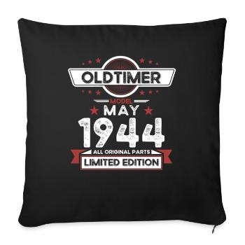 80e anniversaire homme Vintage Mai Vintage 1944 - Housse de coussin décorative 45 x 45 cm - noir - Devant