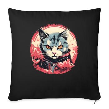 Cat Anime Style - Sofa pillowcase 17,3'' x 17,3'' (45 x 45 cm) - black - Front