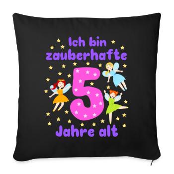 5th Birthday Fairies Magic Fantasy Girl 5 Years - Sofa pillowcase 17,3'' x 17,3'' (45 x 45 cm) - black - Front