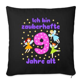 9th Birthday Fairies Magic Fantasy Girl 9 Years - Sofa pillowcase 17,3'' x 17,3'' (45 x 45 cm) - black - Front