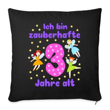 3rd Birthday Fairies Magic Fantasy Girl 3 Years - Sofa pillowcase 17,3'' x 17,3'' (45 x 45 cm) - black - Front