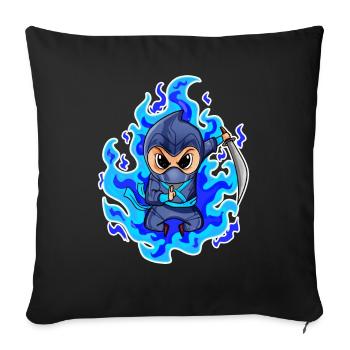Ninja Motif Fire Blue - Sofa pillowcase 17,3'' x 17,3'' (45 x 45 cm) - black - Front
