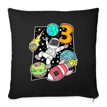 3 Birthday Boy Astronaut - Sofa pillowcase 17,3'' x 17,3'' (45 x 45 cm) - black - Front