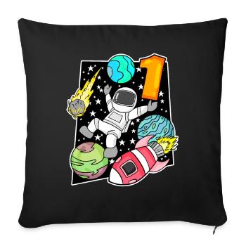 1 an - inscription à l’école - Housse de coussin décorative 45 x 45 cm - noir - Devant