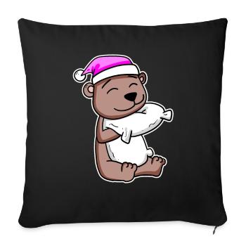 Bear tired sleep in - Sofa pillowcase 17,3'' x 17,3'' (45 x 45 cm) - black - Front