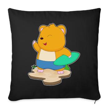 Été de surf sur planche de surf pour hamsters - Housse de coussin décorative 45 x 45 cm - noir - Devant