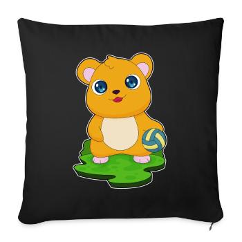 Hamster Joueur de volley-ball Volley-ball - Housse de coussin décorative 45 x 45 cm - noir - Devant