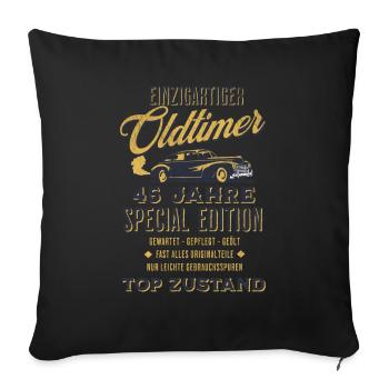 45. Geburtstag Oldtimer TOP ZUSTAND - Sofakissenbezug 45 x 45 cm - Schwarz - Vorne