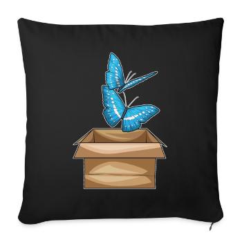 Carton papillon - Housse de coussin décorative 45 x 45 cm - noir - Devant