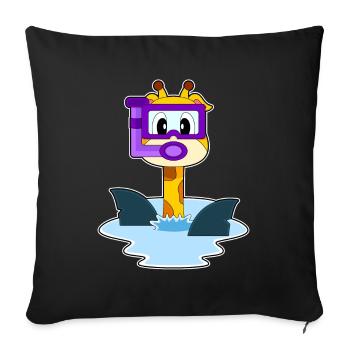 Giraffe Diver Snorkel Diving - Sofa pillowcase 17,3'' x 17,3'' (45 x 45 cm) - black - Front