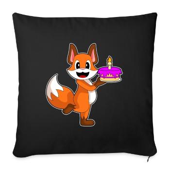 Gâteau d’anniversaire de Fox - Housse de coussin décorative 45 x 45 cm - noir - Devant