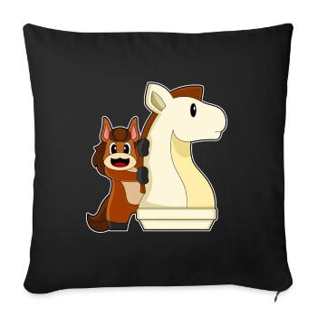 Pferd Schachfigur Springer Schach - Sofakissenbezug 45 x 45 cm - Schwarz - Vorne