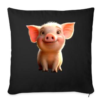 Pig Domestic Pig Pig Piglet Piggy - Sofa pillowcase 17,3'' x 17,3'' (45 x 45 cm) - black - Front