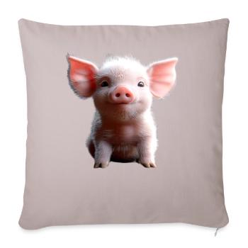 Schwein Hausschwein Schweine Ferkel Schweinchen - Sofakissenbezug 45 x 45 cm - helles Taupe - Vorne