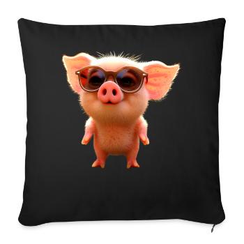 Pig Domestic Pig Pig Piglet Piggy - Sofa pillowcase 17,3'' x 17,3'' (45 x 45 cm) - black - Front