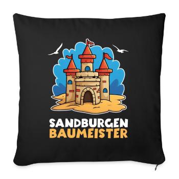 Sandburg Sand Strand Meer – Sandburgen Baumeister - Sofakissenbezug 45 x 45 cm - Schwarz - Vorne