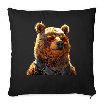 Brown Bear, Grizzly Bear, Bear Brothers, Dad, Wild Bears - Sofa pillowcase 17,3'' x 17,3'' (45 x 45 cm) - black - Front