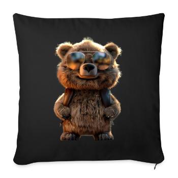 Brown Bear, Grizzly Bear, Bear Brothers, Dad, Wild Bears - Sofa pillowcase 17,3'' x 17,3'' (45 x 45 cm) - black - Front