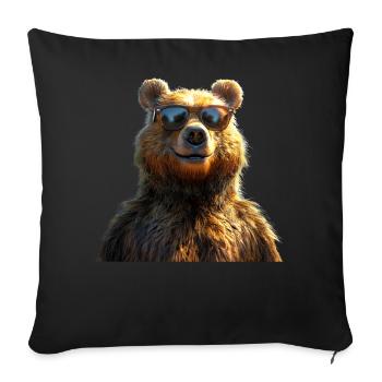 Brown Bear, Grizzly Bear, Bear Brothers, Dad, Wild Bears - Sofa pillowcase 17,3'' x 17,3'' (45 x 45 cm) - black - Front