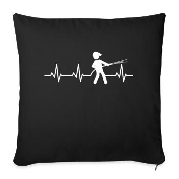 Battements de cœur des pompiers - Housse de coussin décorative 45 x 45 cm - noir - Devant